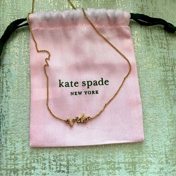 Kate Spade Gold "I Do" Necklace w/Dustbag. NWT. - Picture 6 of 6